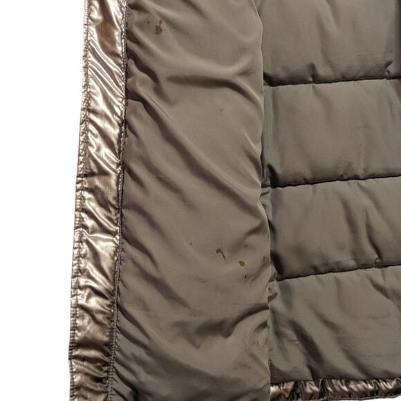 PINK Victoria's Secret Zip Up Puffer Vest Love Pink Silver Metallic Women's M - Picture 6 of 11